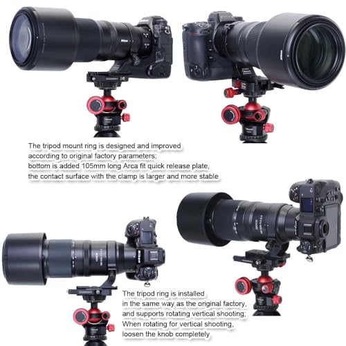 iShoot Tripod Mount Ring Lens Collar Compatible with Nikon Nikkor Z 180-600mm F5.6-6.3 VR, Lens Support Bracket Holder Bottom Arca-Swiss Fit Quick Release Plate for Arca Tripod Head Clamp & Stabilizer