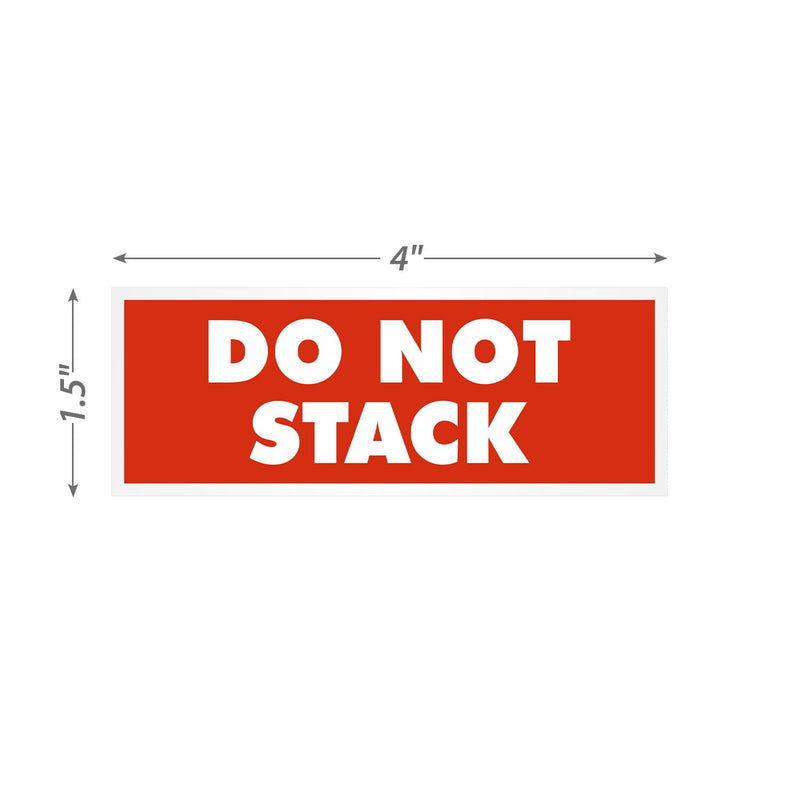 SmartSign 'Do Not Stack' Packing Labels - 500/Roll, 1.5 x 4 inch, 4.5 mil Coated Paper with Permanent Adhesive Backing, Inventory Warehouse/Shipping Stickers, Red/White, Glossy Finish, Made in USA