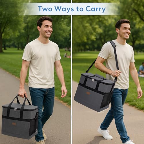 Lifewit Cooler Bag 30/50/60 Cans Collapsible, Insulated Large Lunch Bag 60-Can(40L) Dark Gray