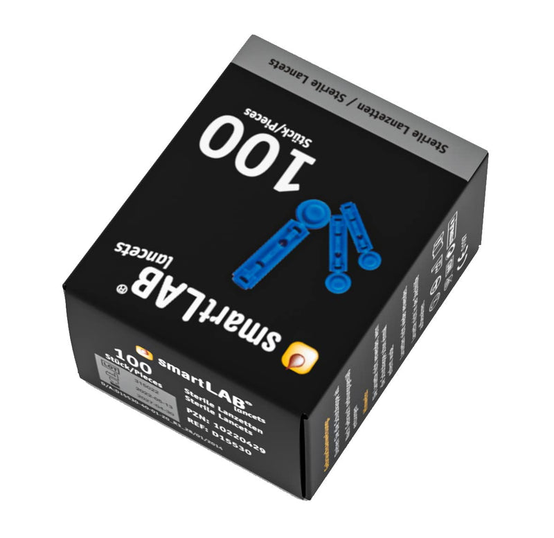 smartLAB Lancet Box with 200 Lancets in Two Boxes | Compatible with Medisana Lancing Aid SD | Blood Sugar Lancets 28G Strile