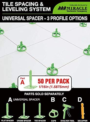 [Australia - AusPower] - Miracle Sealants Levolution Universal Spacer 1/16", Tile Leveling & Spacing System for Lippage Control, 50 Pieces 1/16 in, (50 pcs) 1/16 in. Universal Spacers 