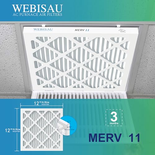 WEBISAU 12x12x1 MERV 11 furnace air filter 4-pack for HVAC systems