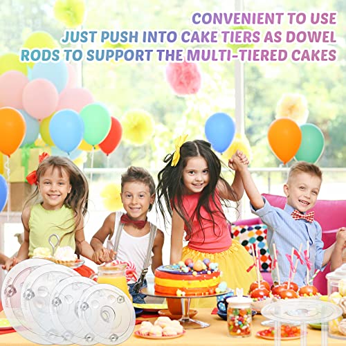 Marsui 68 Pcs Plastic Cake Dowel Rods Set 20 Clear Plastic Dowel Rods12 Stacking and 20 Separator Plates for 4, 6, 8, 10 Inch Cakes