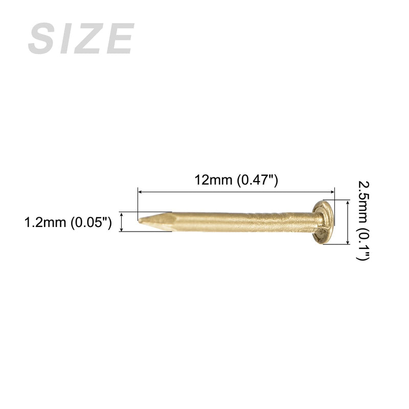 [Australia - AusPower] - Small Nails (1.2x12mm) 50pcs, Brass Tiny Hardware Nails - for Household Woodworking, Brass Tone 1.2x12mm 