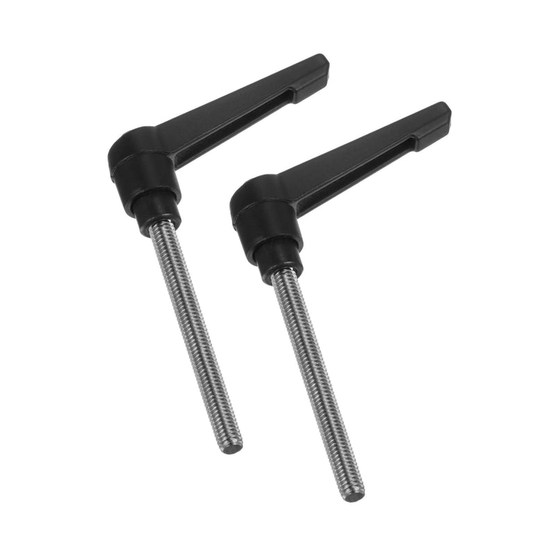 [Australia - AusPower] - uxcell 2pcs Clamping Lever Handles, M6 x 70mm 304 Stainless Steel Threaded Male Stud, Adjustable Handles Locking Quick Release Ratchet Push Button Bolt Knobs, Black 