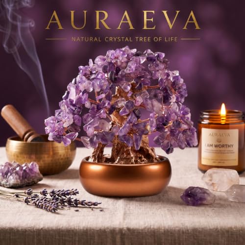 Natural Amethyst Crystal Tree, Handmade Crystal Money Tree for Home Decor