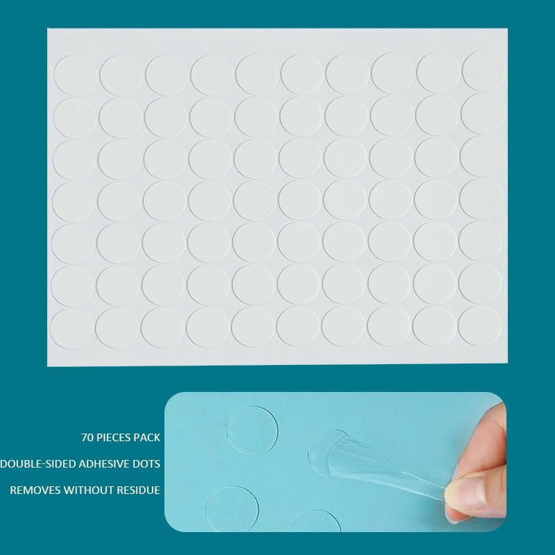 2 Pack Transparent Round Double-Sided Adhesive Dots – 70PCS Nano Traceless Acrylic Stickers, Removable Clear Strong Glue Pads for Wall Hooks, Posters, Frames, Home & Office Use
