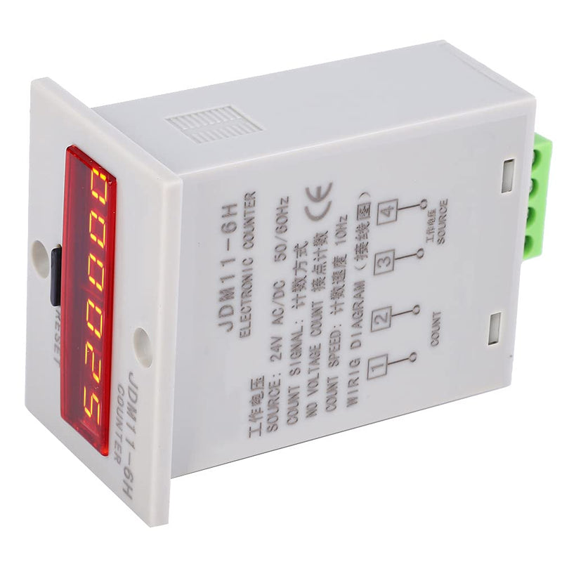 [Australia - AusPower] - JDM11-6H LED Display Digital Counter, AC/DC24V 6 Digits Electronic Digital Display Counter Relay No Voltage Counter 
