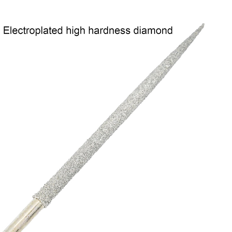 10Pcs Round Diamond Needles File, 3mm x 140mm Round Diamond Needle File Set for Metal Stone Wood Glass Grinding Polishing Engraving