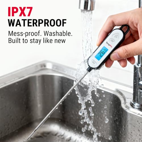 TempPro IPX7 Meat Thermometer Waterproof Barbecue Thermometer | Branten Thermometer Fast Instant Read with Backlight & Hold, for Steak, Grilling & Kitchen (Ex-ThermoPro)