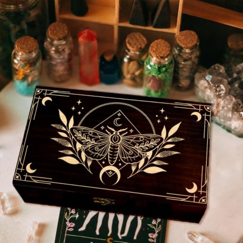 arricraft Magic Moths Rectangle Divination Wood Storage Box with Lid