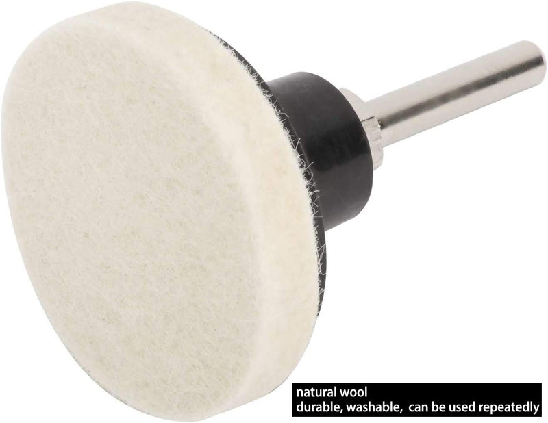 [Australia - AusPower] - 30 Pcs of 2" Commpressed Wool Fabric Qc Disc Polishing Buffing Pads Wheels and 1 Pcs of 2" Disc Pad Holder with 1/4" Shank for Polishing & Buffing Projects 