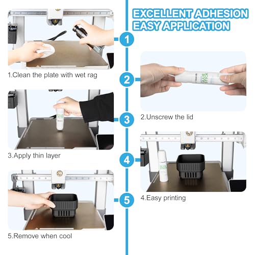 TINMORRY 3D Printer Glue Stick, PVP Glue Stick for Heated Bed, Prevents Warping & Improves Adhesion for PLA/PETG/TPU/ASA Filaments (8 Pack), 36 Grams Per Glue Stick 36 g*8
