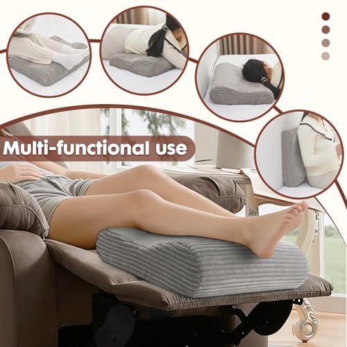 B Shape Corduroy Recliner Foot Pillow, Foam Extra Large Foot Rest Cushion with Adjustable Straps, Suitable for Bed Chair Sofa Headrest Back Lumbar Leg Support Pillow (Dark Grey) Dark Grey