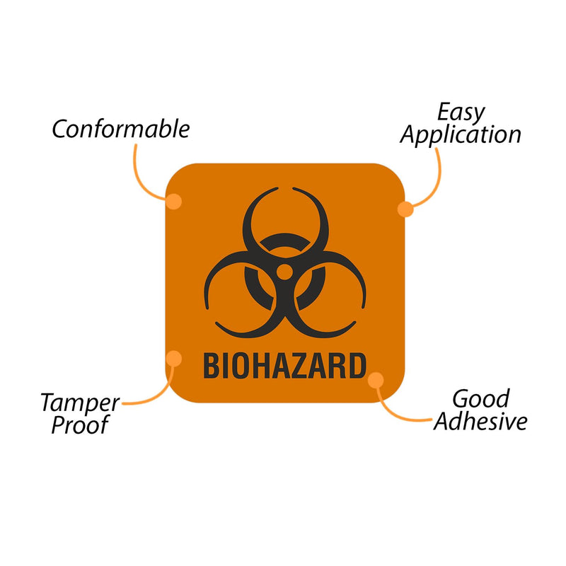 SmartSign (750-Pack) Biohazard Labels with Symbol in Dispenser Box, 0.875" x 0.875", Fluorescent Paper Labels with Permanent Adhesive - for Medical/Industrial Use, Orange/Black