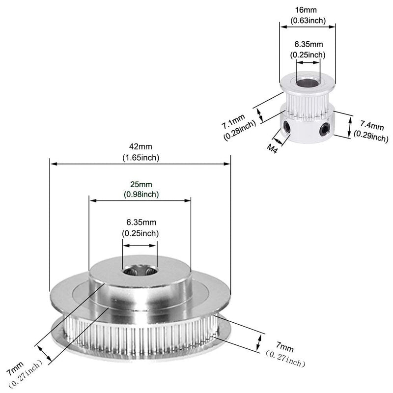 [Australia - AusPower] - Zeelo 2PCS Set GT2 Synchronous Wheel 20&60 Teeth 6.35mm Bore Aluminum Timing Pulley with 2PCS Length 200mm Width 6mm Belt (20-60T-6.35B-6) 20-60T-6.35B-6 