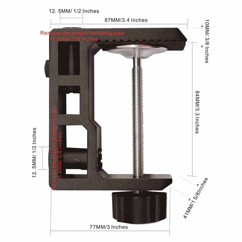 [Australia - AusPower] - Replacement Heavy Duty C Clamp for 1/2” and 5/8” Hole Base Magnifying Lamp,Desk Lamp,Swing Arm Lamp,Phone I pad Mount,Tablet Mic Holder,Table Mount Clamp for Microphone Stand Mic Boom Arm (G2 BLACK) G2 Black 