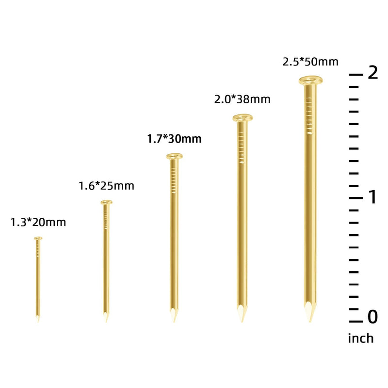 [Australia - AusPower] - 200 PCS Round Head Nails, 1-1/2 Inches Hardware Nail, Nails for Hanging Pictures, Wood Nails, Gold Nails, Household Nails 1-1/2 in 