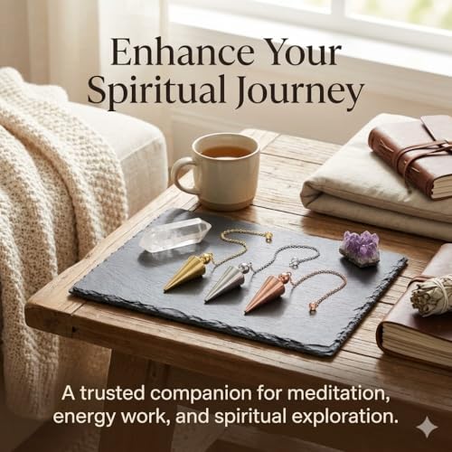Jet Authentic Vortex Copper Metal Pendulum with Chain for Meditation, Dowsing & Spiritual Practices | Spiritual Tool Copper Divination Pendulum