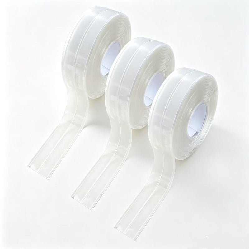 3 Rolls Caulking Tape, Self Adhesive Waterproof Seal Strip for Kitchen Bathroom Sink Tub Toilet, Caulk Sealer Around Base Strip for Wall Corner Edge Protector, 10.5Ft x 1.5In (Clear) Clear