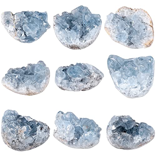 mookaitedecor 10-49g Celestite Geode Crystal Cluster Mineral Specimen 10-49g(Irregular)