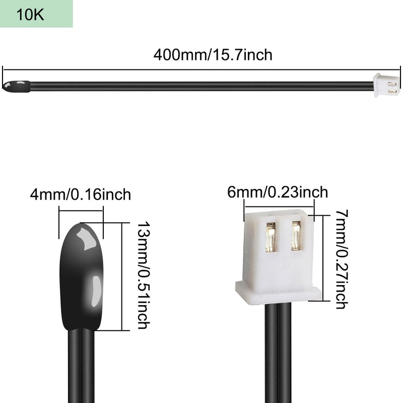 [Australia - AusPower] - 10 Pcs NTC Thermistor Temperature Probe with XH2.54-2P Plug 3950 B Value Epoxy Sensitive Temp Sensor 15.7In for Air Conditioner Refrigerator, Freezer, Thermostat(40cm) 