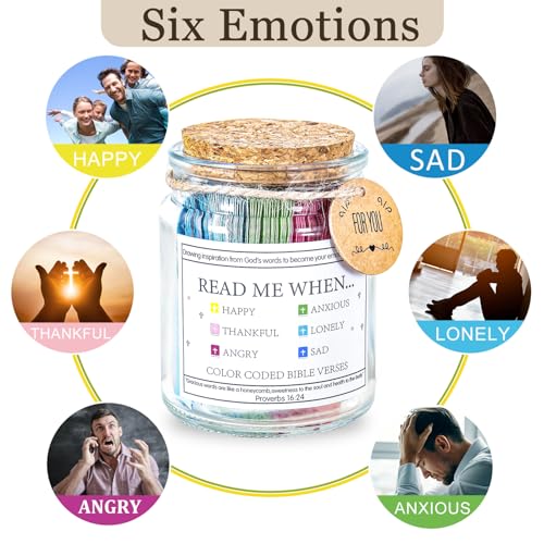 Read Me When Bible Verses Jar For Daily Encouragement, Color Coded Bible Verses in a Jar, Motivational Daily Prayer Jars, Scripture Cards, Christmas Gifts， Christian Gifts for Women, Men Basic Style