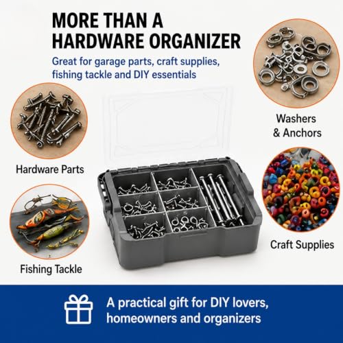 Mowhut hardware organizer box 2-pack stackable screw storage cases for tools and small parts