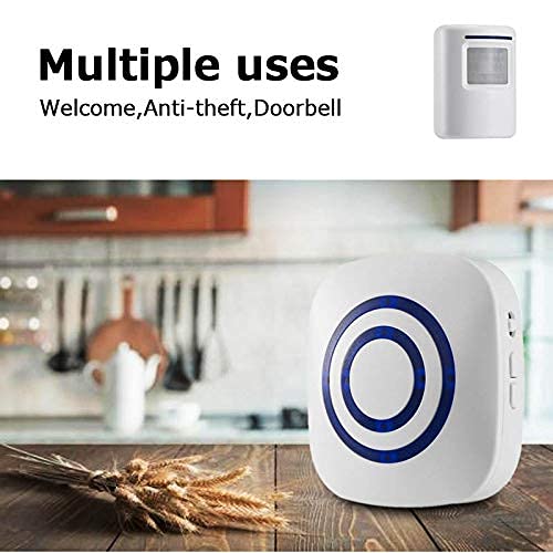 Seanme Motion Sensor Alarm, Wireless Driveway Alarm, Home Security Business Detect Alert with 4 Sensor and 1 Receiver,38 Chime Tunes - LED Indicators for Indoor Use 1 alarm + 4 sensors