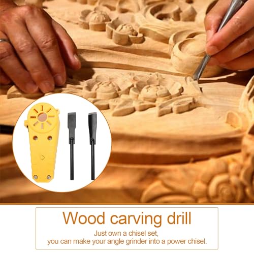 Angle Grinder Chisel Attachment, Premium Electric Wood Carving Engraving Adapter for Woodworking Decoration Stainless Steel Plastic M10 M14 1 Chisel Set