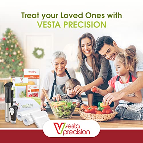 Zipper Vacuum Seal Pouches by Vesta Precision - Clear and Flat Vacuum Sealer Bags with Zipper and Valve - Designed for Handheld Vacuum Sealers - 15 Vacuum Bags per Box (28x40 cm) 11 x 16 inches