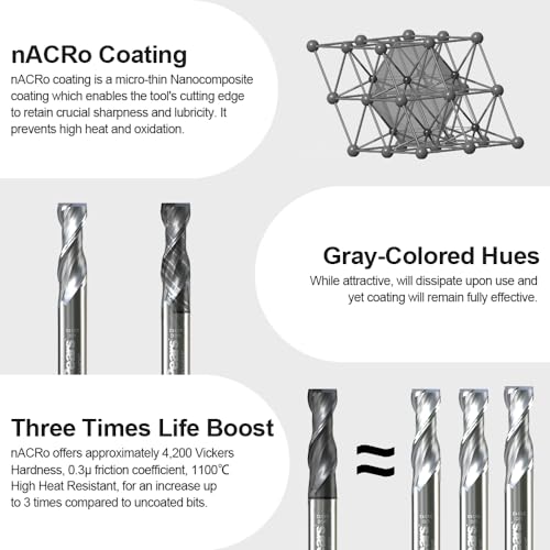 FIVEPEARS up-cut spiral router bit, 3/8-inch carbide shank and 1-1/4-inch cutting length for CNC wood carving