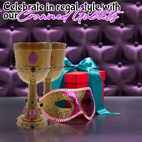 Fun Express Mardi Gras Molded Crown Goblets - 1 dozen