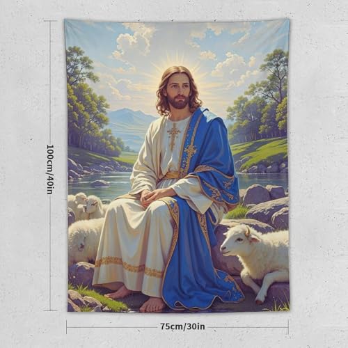 DEHYTO Jesus Christ Tapestry God of Jesucristo Wall Hanging Art Decoration for Church Bedroom Living Room Dorm Home Easter Decor 30"x40" JESUS-1 40"L x 30"W