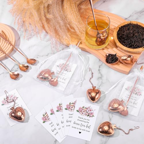 Qinyoung 25 Sets Bridal Shower Tea Party Favors for Guests, Rose Gold