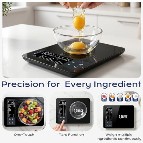 Smart Food Scale with Nutritional Calculator,Free APP 30 Nutrients Tracking Black