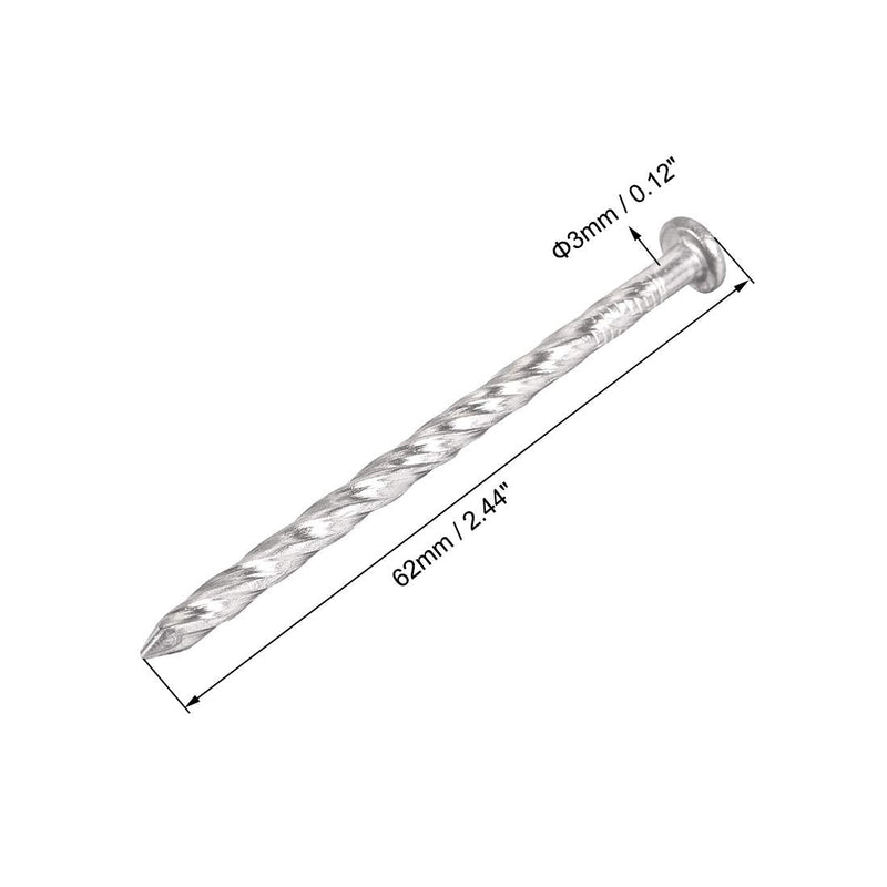 [Australia - AusPower] - uxcell Spiral Deck Nails Stainless Steel Nail Spiral Shank 62mmx3mm(LxD), 80 Pcs 