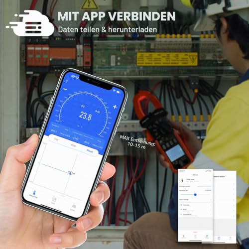Bluetooth Clamp Meter, Kethvoz 4000 Counts TRMS Clamp Multimeter Auto Range Measurement 0-400A DC/AC Current Voltage Ohm Capacity Continuity NCV, Digital Clamp Ammeter
