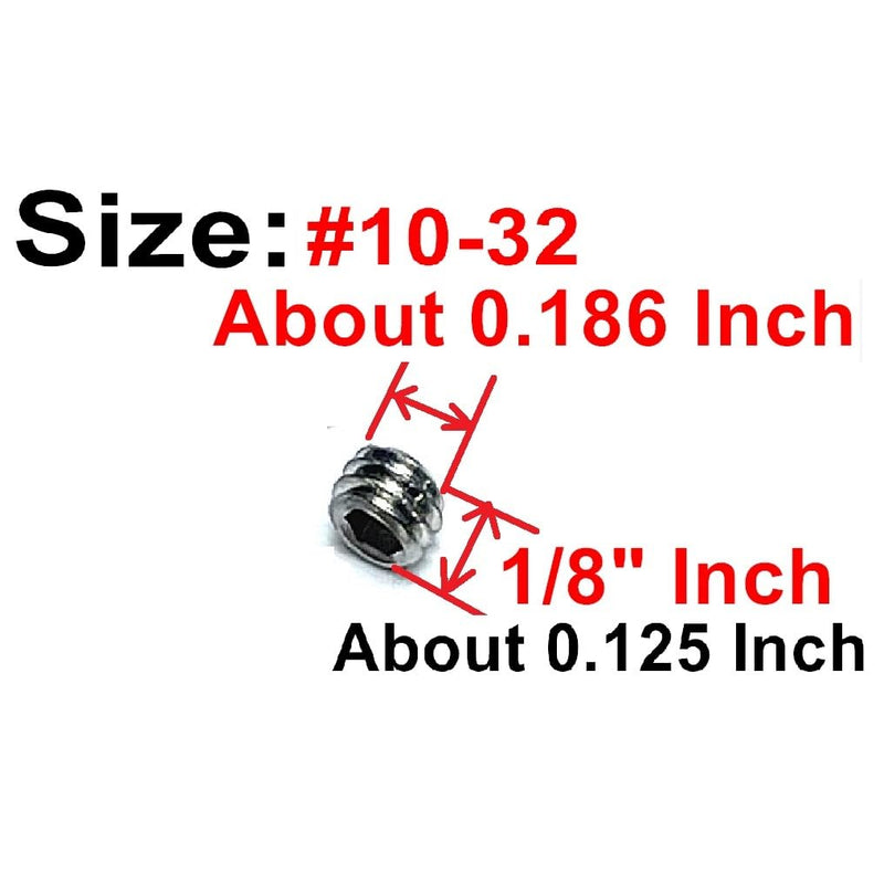 [Australia - AusPower] - 50pcs Set Screws 10-32 x 1/8 inch 304 Stainless Steel Allen Head Hex Hexagon Socket Set Screws with 3/32 Allen Wrench,Set Grub Screws Hex Allen Head Socket Set Screws.(1/8" Length) 