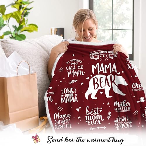 Vprintes Mama Bear Wearable Hooded Blanket for Mom - Gifts for Mom from Daughters - Christmas Birthday Gifts for Wife from Husband