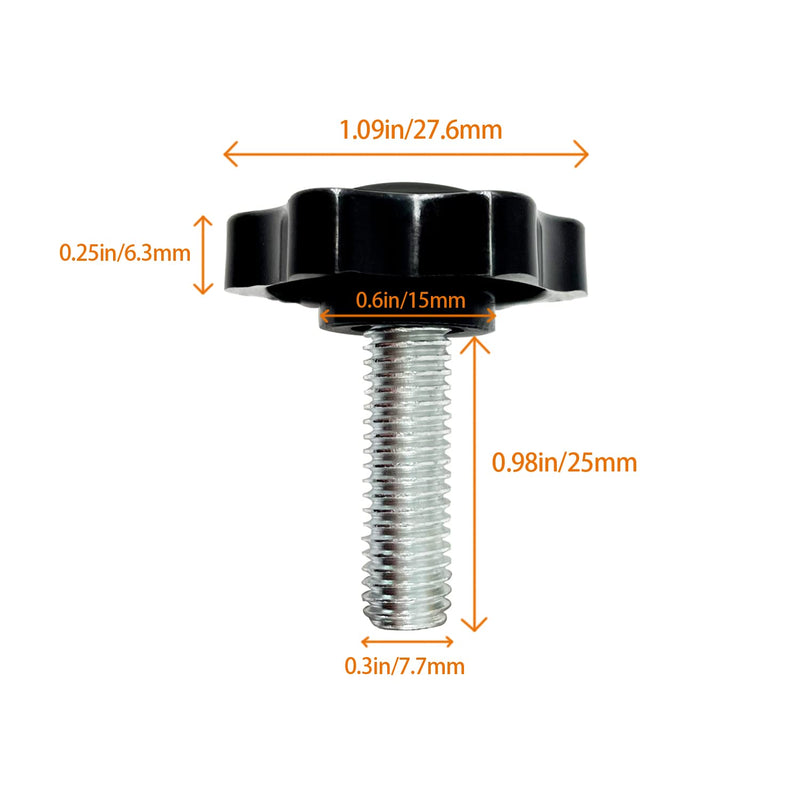 [Australia - AusPower] - 4 PCS M8 x 25mm Star Hand Knob Tightening Screw Thread Replacement Hand Tightening Knob Quick Removal Replacement Parts for Umbrella Base,Patio Umbrella Holder Replacement knob 