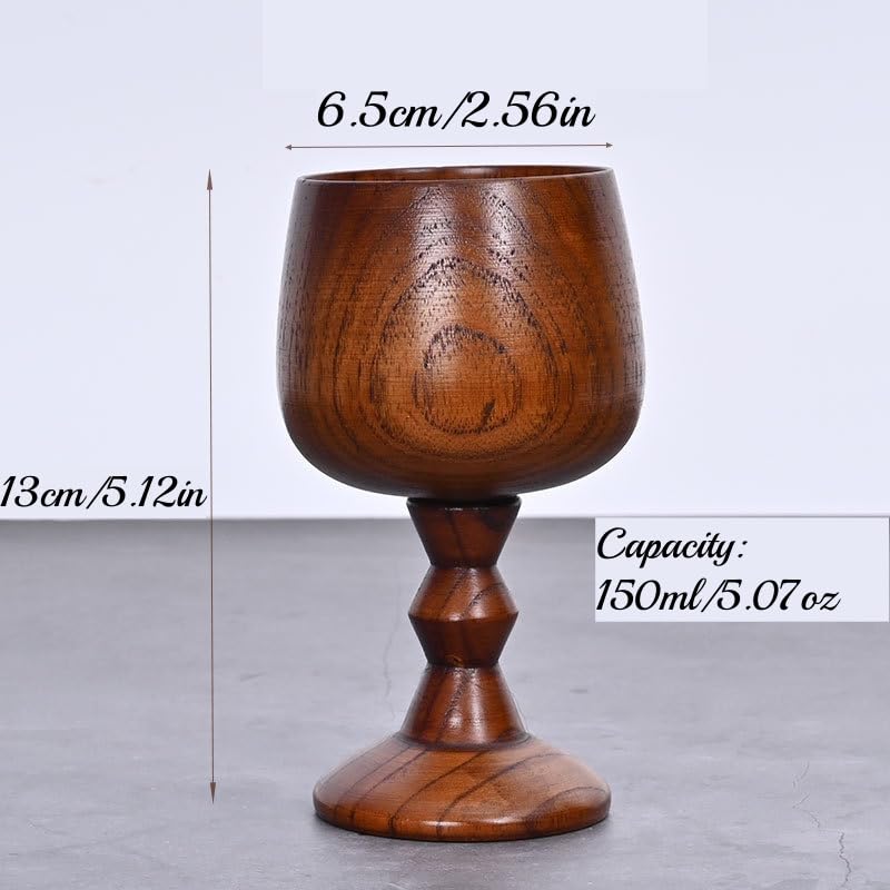 5 Packs Vintage Wooden Wine Goblet Wooden Cups for Drinking 5.07 oz Chalice Goblet Wine Glass