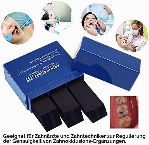 300 Sheets Dental Articulation Paper, Plastic Dispenser, Red and Blue, 100 Micron Double Sided