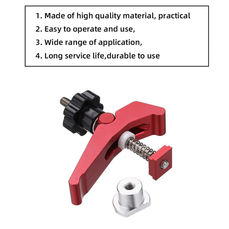 [Australia - AusPower] - HONGDUI YB07X Red Quick Acting Hold Down Clamp Aluminum Alloy T-Slot T-Track Clamp Set Woodworking Tool for Woodworking Table 