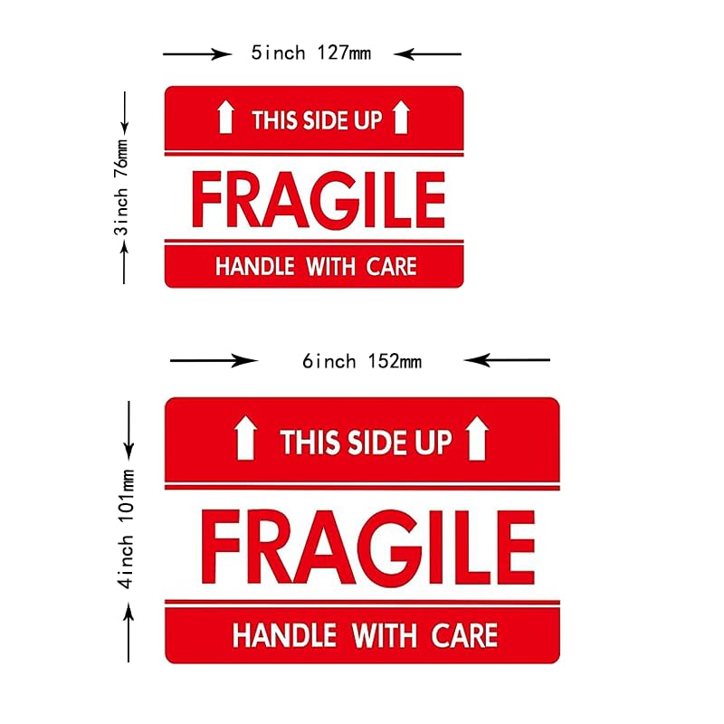 [Australia - AusPower] - 4x6 inch This Side Up Stickers for Shipping Moving Packing Business Glass Warning Fragile Handle with Care Labels 100pcs - Mysuevin (1 Roll) 1 