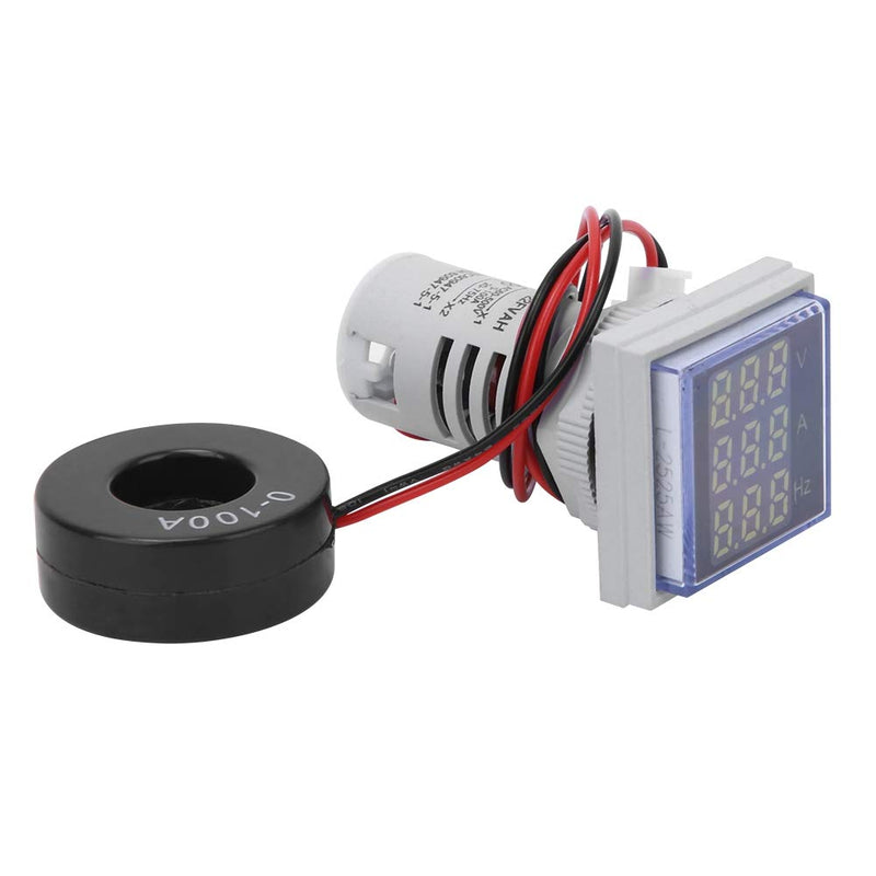 [Australia - AusPower] - Voltage Current Frequency Meter, AD112-22 FVAH Multifunction Digital Meter LED 3-Digit Display AC Voltage Current Tester, AC60-500V 0-100A 20-75 Hz Measurement (White) White 