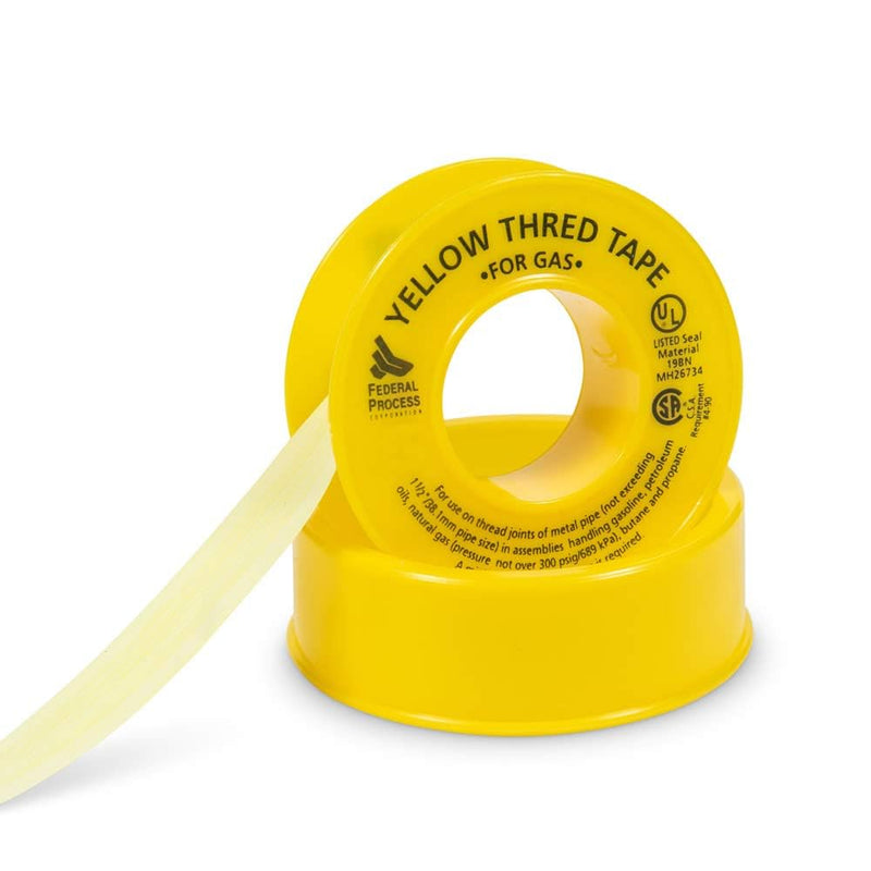 Gasoila Yellow PTFE Thread Seal Tape – Professional-Grade, 1/2 Inch x 260 Inch, High-Density Thread Tape for Gas Lines– Leak-Proof Seal, Non-Toxic 1/2 Inch x 260 Inch Roll- 1 Pack