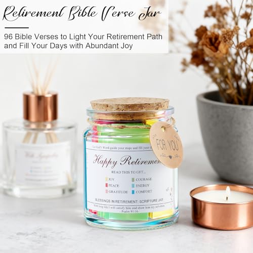 Retirement Gift Bible Verse Jar, Christian Retirement Decoration with Card