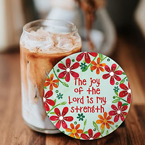 Christian Coasters with Scripture, Set of 4 Ceramic Coasters, Gift Box, Joy