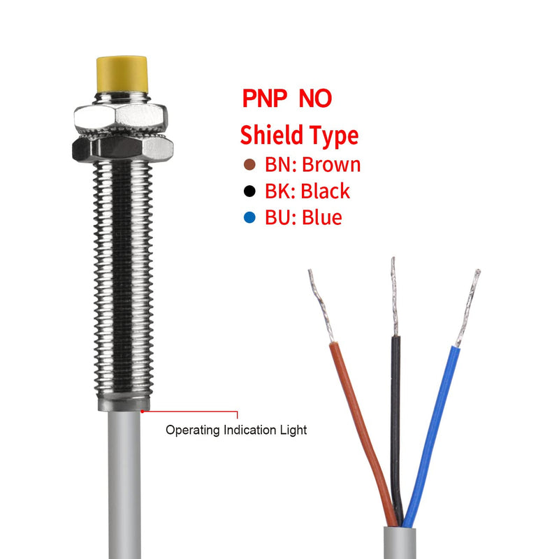 [Australia - AusPower] - Heschen 4mm Inductive Proximity Sensor Switch, HS-M8-Ni4-AP6, Non-Built-in, Cylindrical Type, DC10-30V 200mA, PNP NO (Normally Open), 3 Wire, CE 